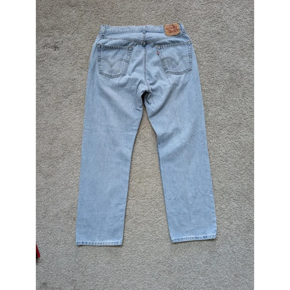 Levi's 505 Regular Fit Jeans Mens 36x32 Cotton Light Blue Faded Distressed Y2K